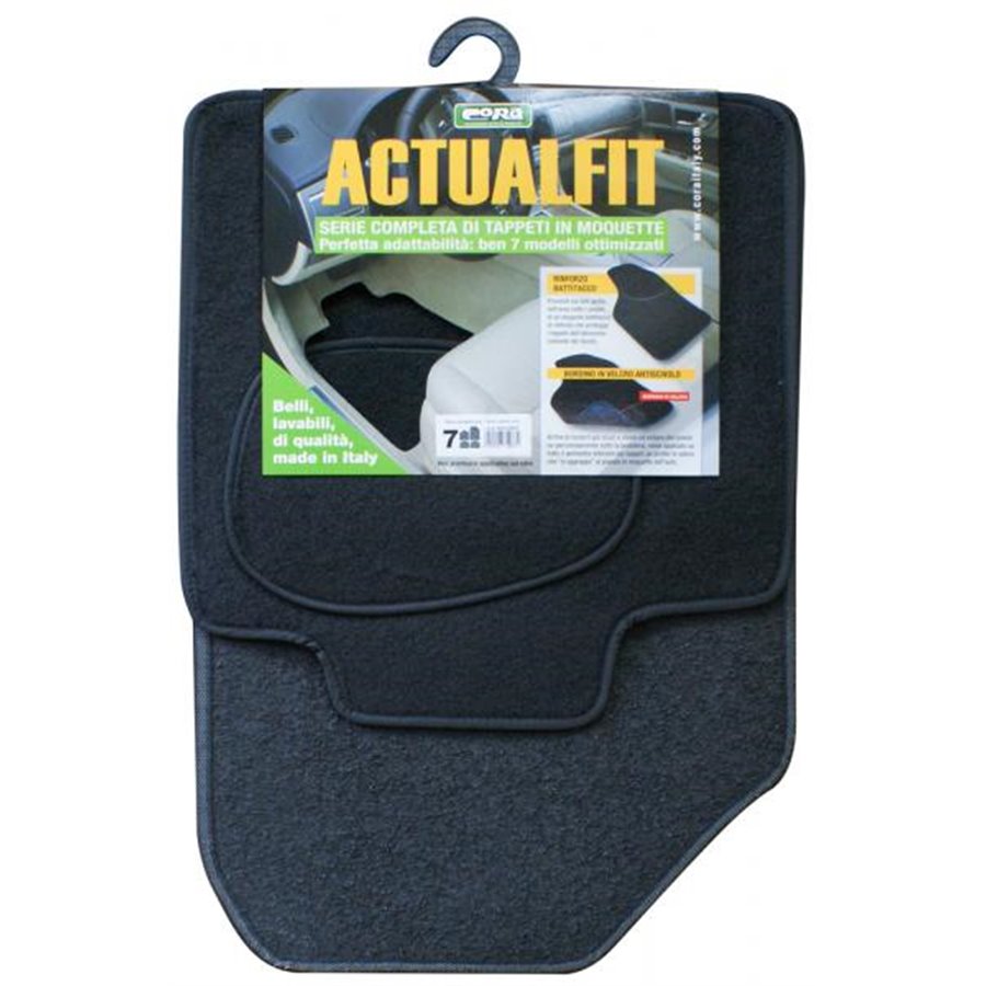 Set 4 tappeti moquette Actualfit nero mod. 7