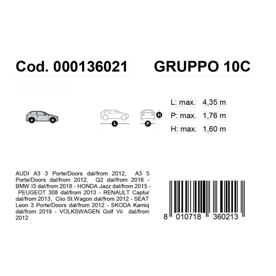 Copriauto Gabardine Car mod. 10/C