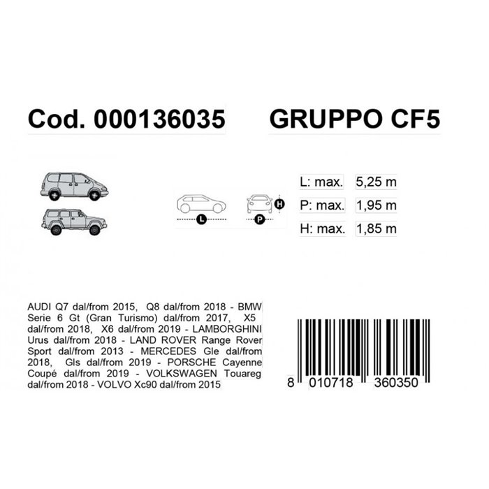 Copriauto Gabardine Car mod. VAN 5