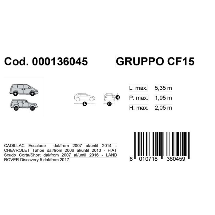 Copriauto Gabardine Car mod. VAN 15