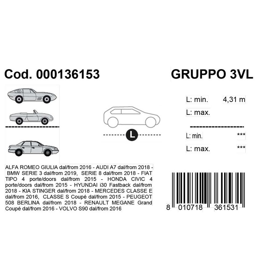 Mezzo copriauto Demicover mod. 3VL