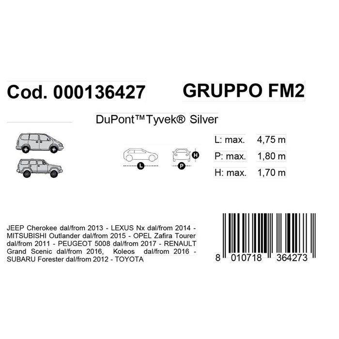 Copriauto Topcover Silver mod. FM2