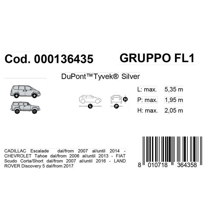 Copriauto Topcover Silver mod. FL1