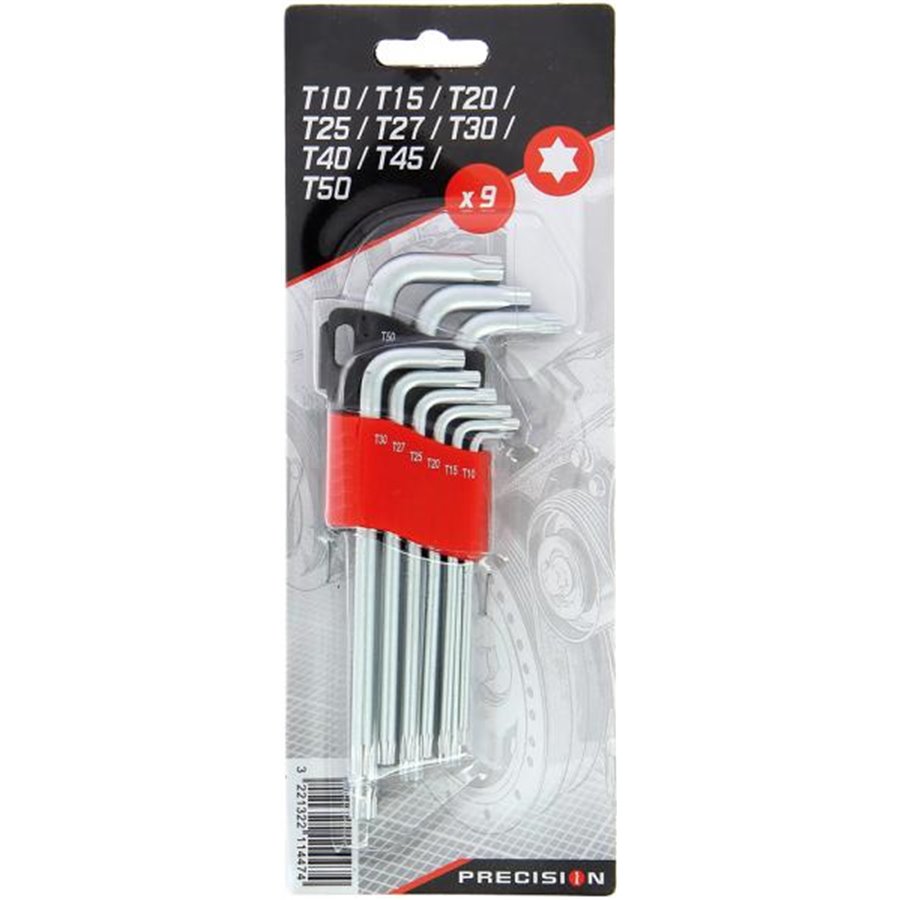 Kit 9 chiavi Torx T10/T15/T20/T25/T27/T30/T40/T45/T50