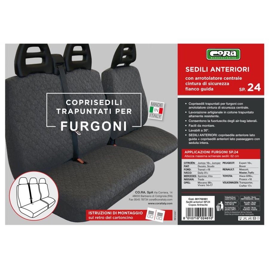 Coprisedili per furgoni tg. SP24 tess. cotone trapuntato antracite