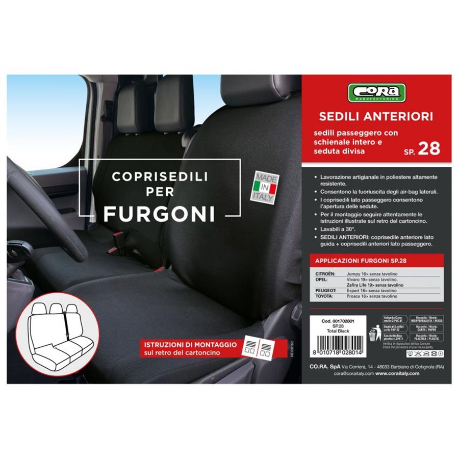 Coprisedili per furgoni tg. SP28 seduta divisa tess. poliestere nero