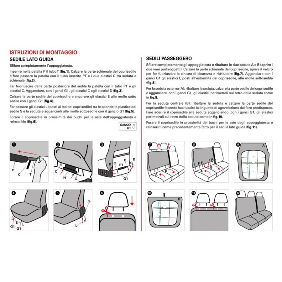 Coprisedili per furgoni tg. SP28 seduta divisa tess. poliestere nero