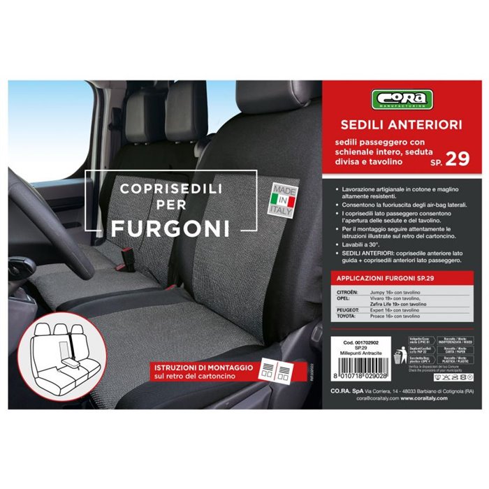 Coprisedili per furgoni tg. SP29 tess. misto cotone nero