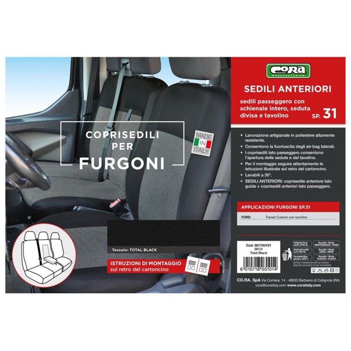 Coprisedili per furgoni tg. SP31 tess. poliestere nero