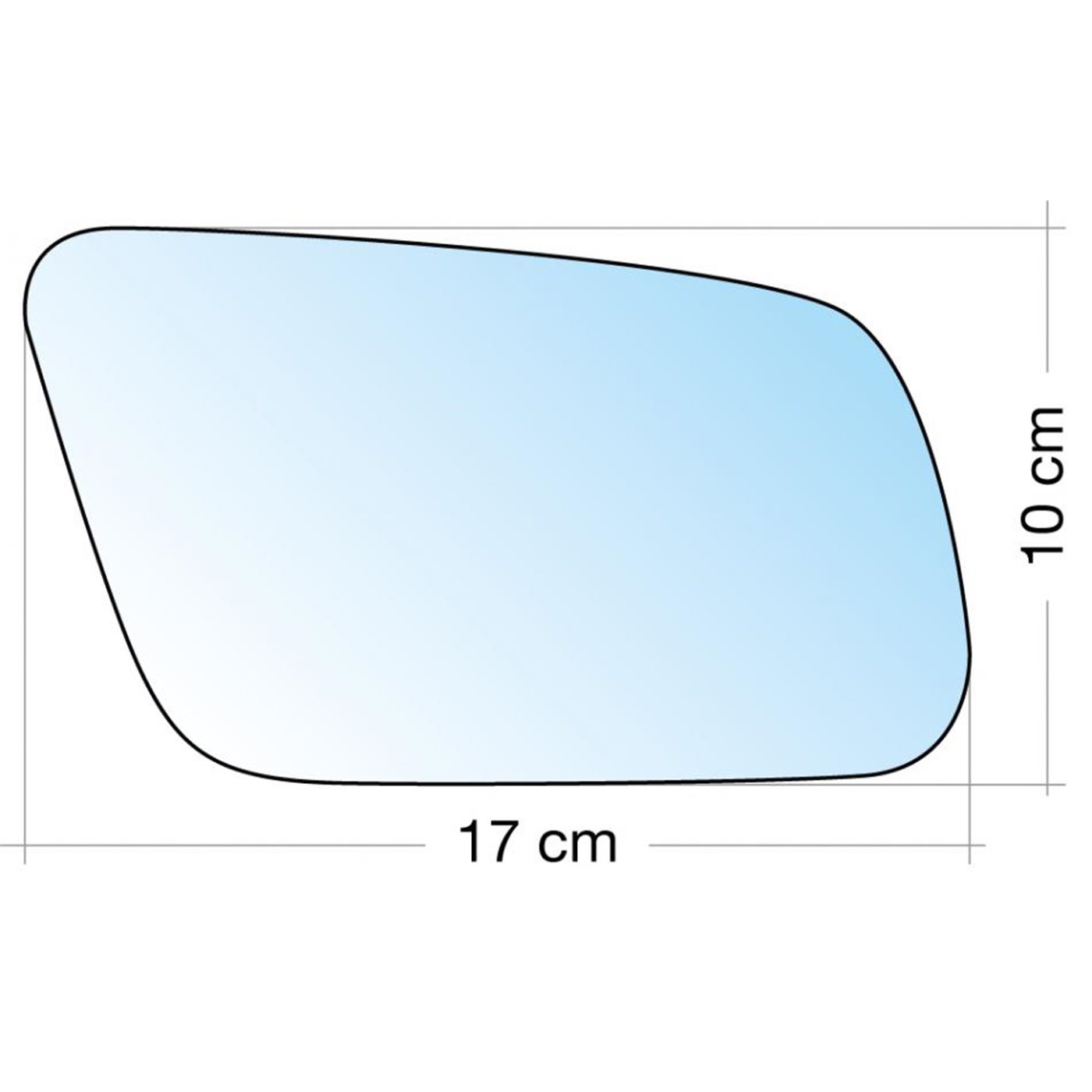 SPECCHIO C/PIASTRA DX GRANDE AZZ. CURVO TERM. AUDI A3 0103, A4 9900, A6 0004, A8 0002