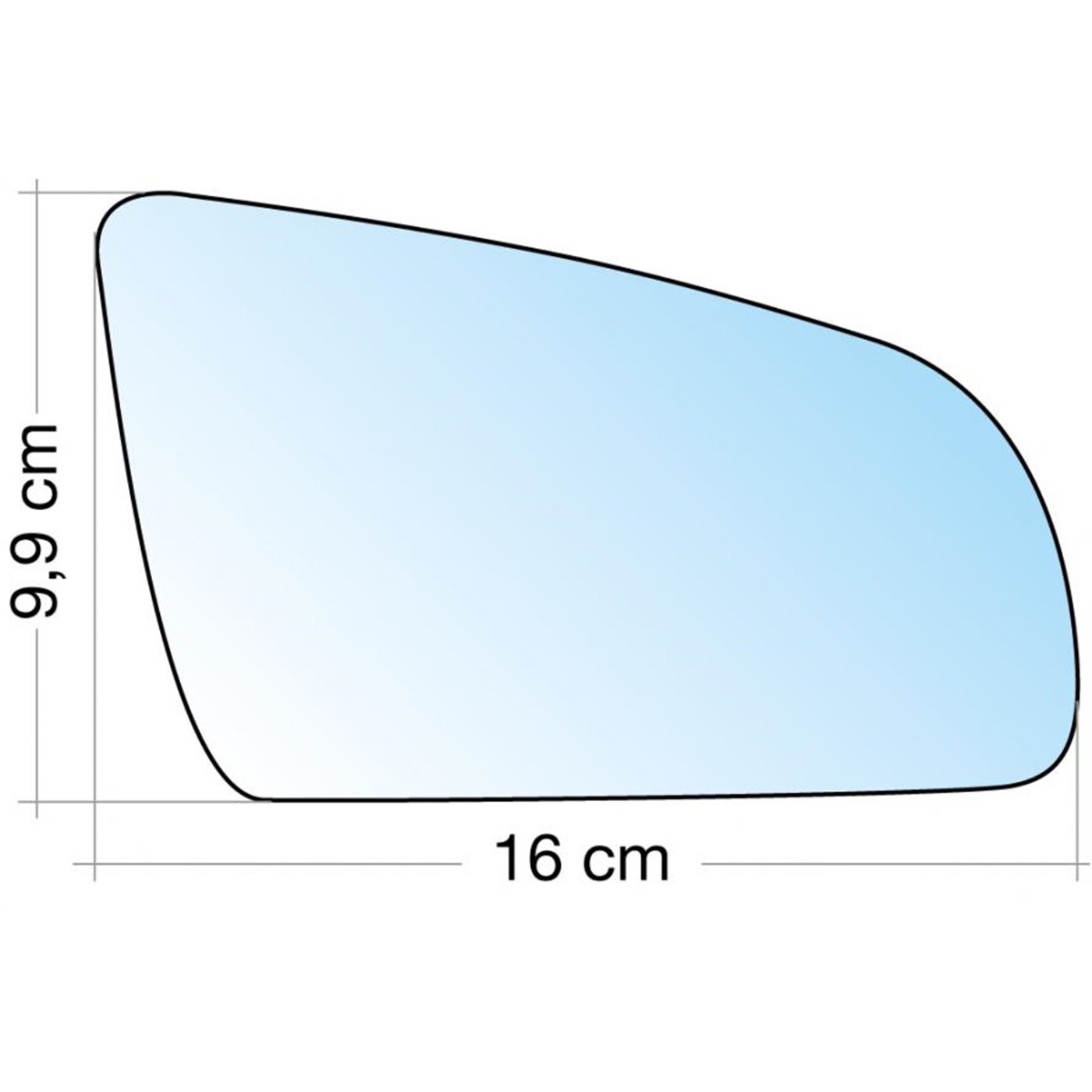 SPECCHIO C/PIASTRA DX CROM. CURVO AUDI A3 0308, A4 00, A6 0408