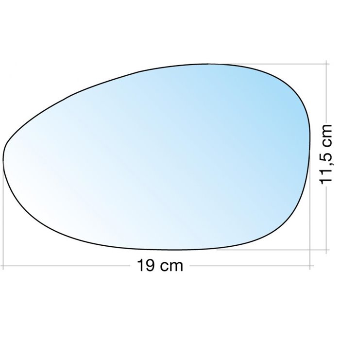 SPECCHIO C/PIASTRA SX CROM. CURVO TERM. FIAT 500 07, GRANDE PUNTO, PUNTO 12, PUNTO EVO