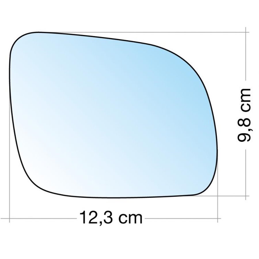 SPECCHIO C/PIASTRA DX CROM. CURVO TERM. SEAT AROSA 9901, 01, CORDOBA 9902, IBIZA 9901, LEON 03, TOLEDO 9903-SKODA FABIA 07, OCTA