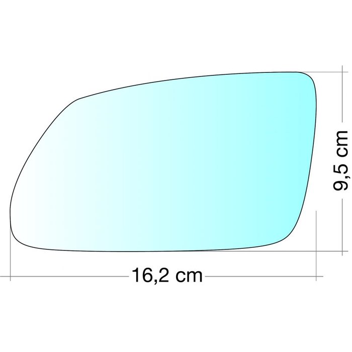 SPECCHIO C/PIASTRA SX CROM. CURVO TERM. SKODA OCTAVIA 0508-VW POLO 0509