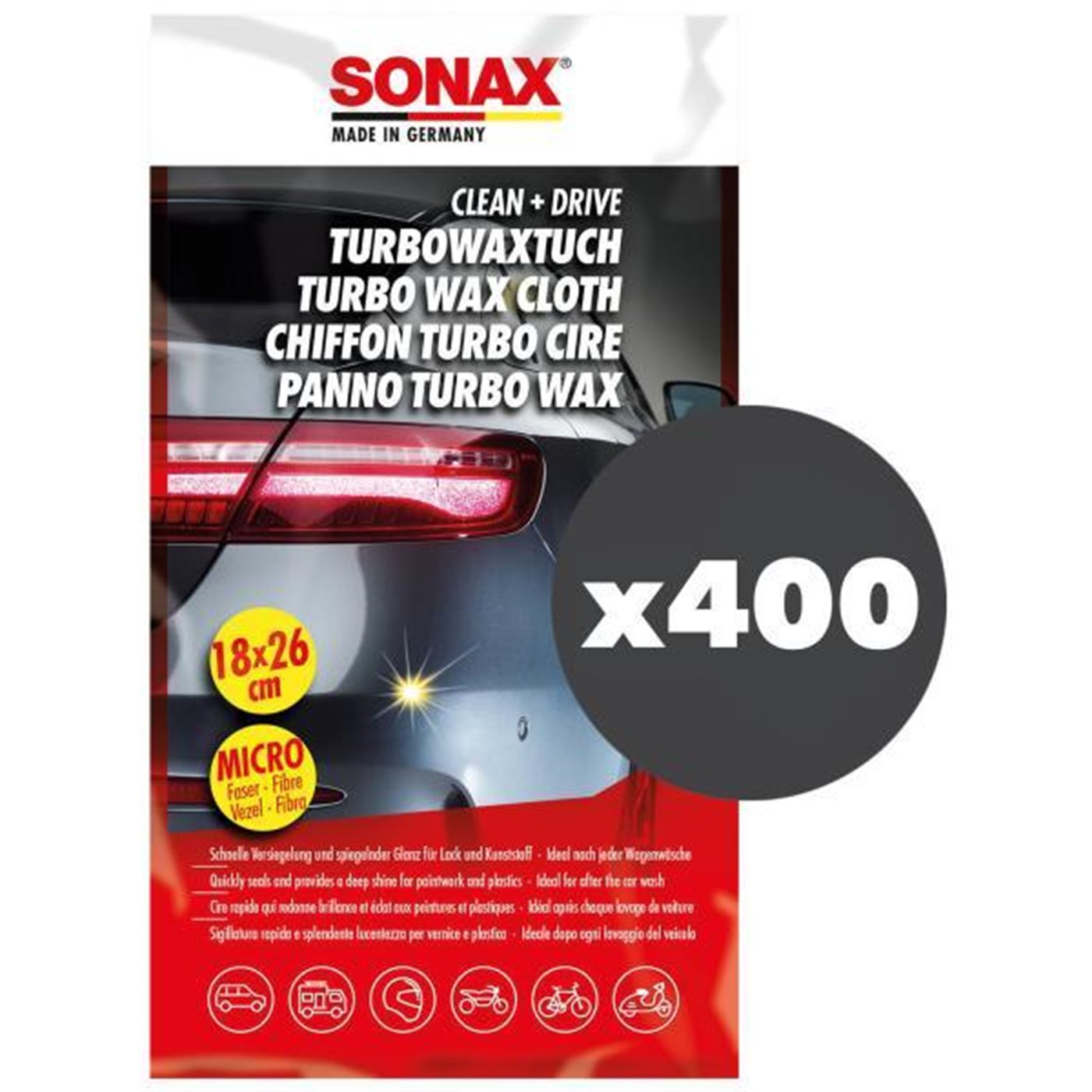 Conf. 400 pz Panno Turbo Wax Clean&Drive