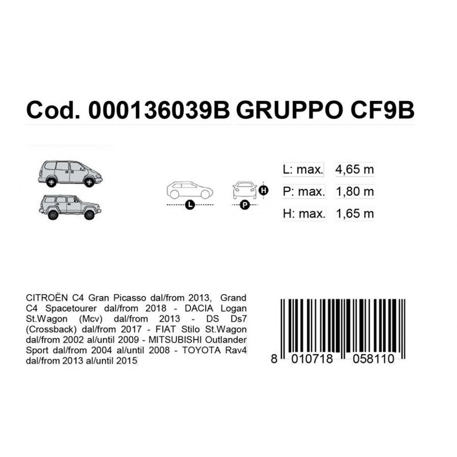 Copriauto Gabardine Car mod. VAN 9B