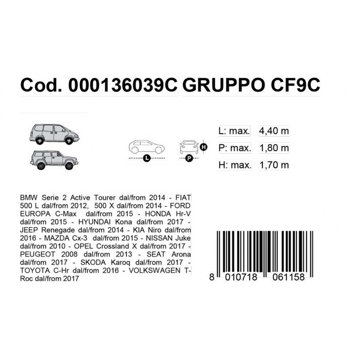 Copriauto Gabardine Car mod. VAN 9C