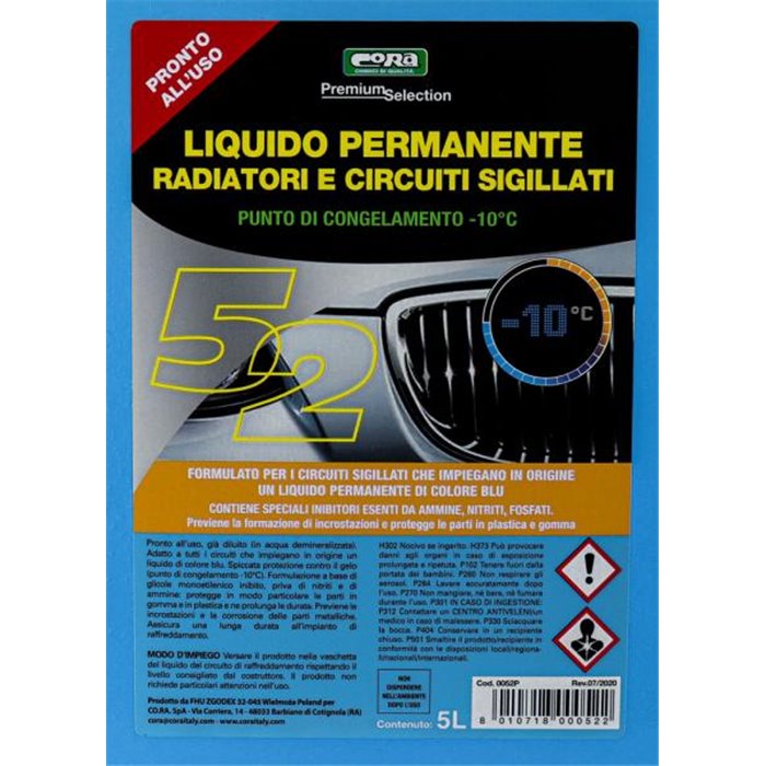 Liquido permanente radiatori e circuiti sigillati -10°C blu 5 L