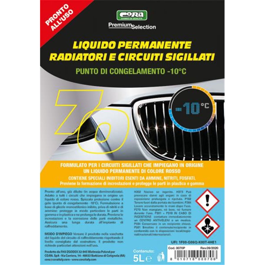 Liquido permanente radiatori e circuiti sigillati -10°C rosso 5 L