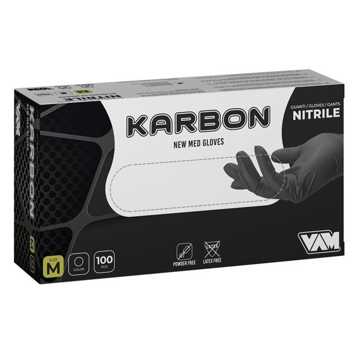 Box 100 guanti Karbon nitrile nero taglia L