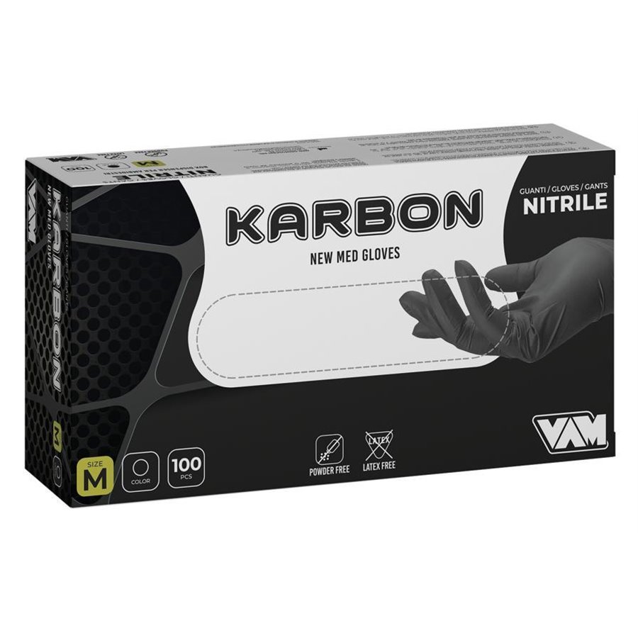 Box 100 guanti Karbon nitrile nero taglia M