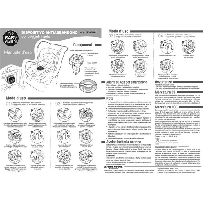 Dispositivo antibbandono Baby Alarm per seggiolini auto