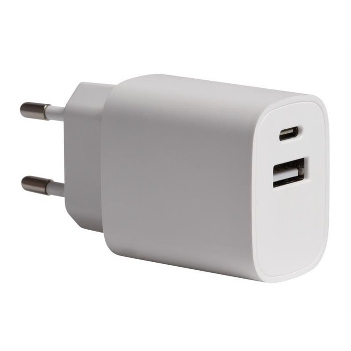 Conf. 10 pz Alimentatore 1 usb/type-C Quickcharge bianco