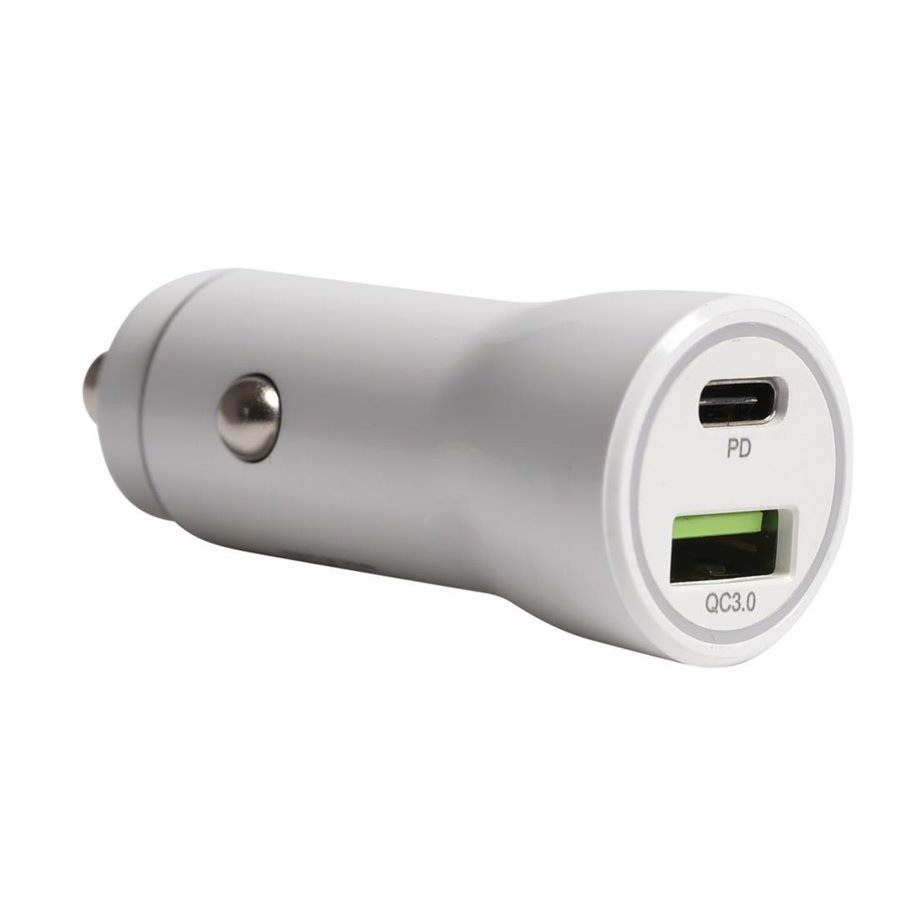 Conf. 10 pz Caricatore da auto 1 usb/type-C Quickcharge bianco