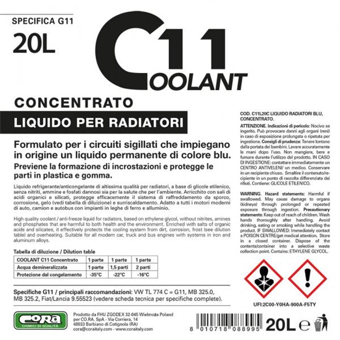 Coolant 11 blu concentrato 20 L