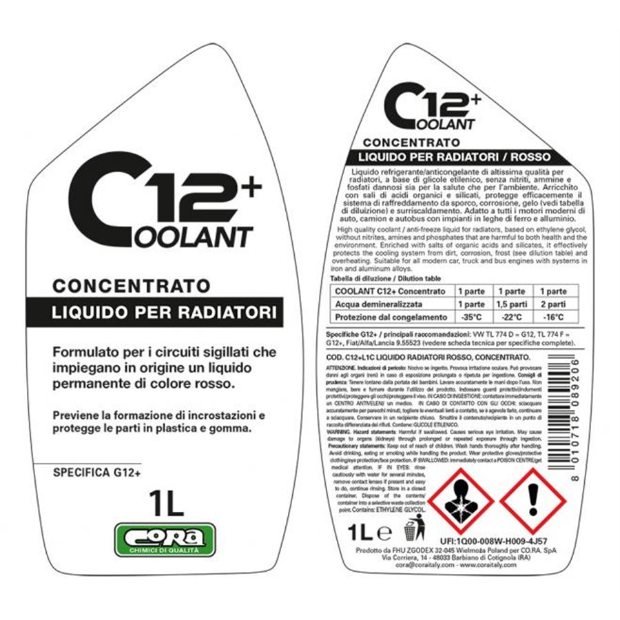 Coolant 12+ rosso concentrato 1 L