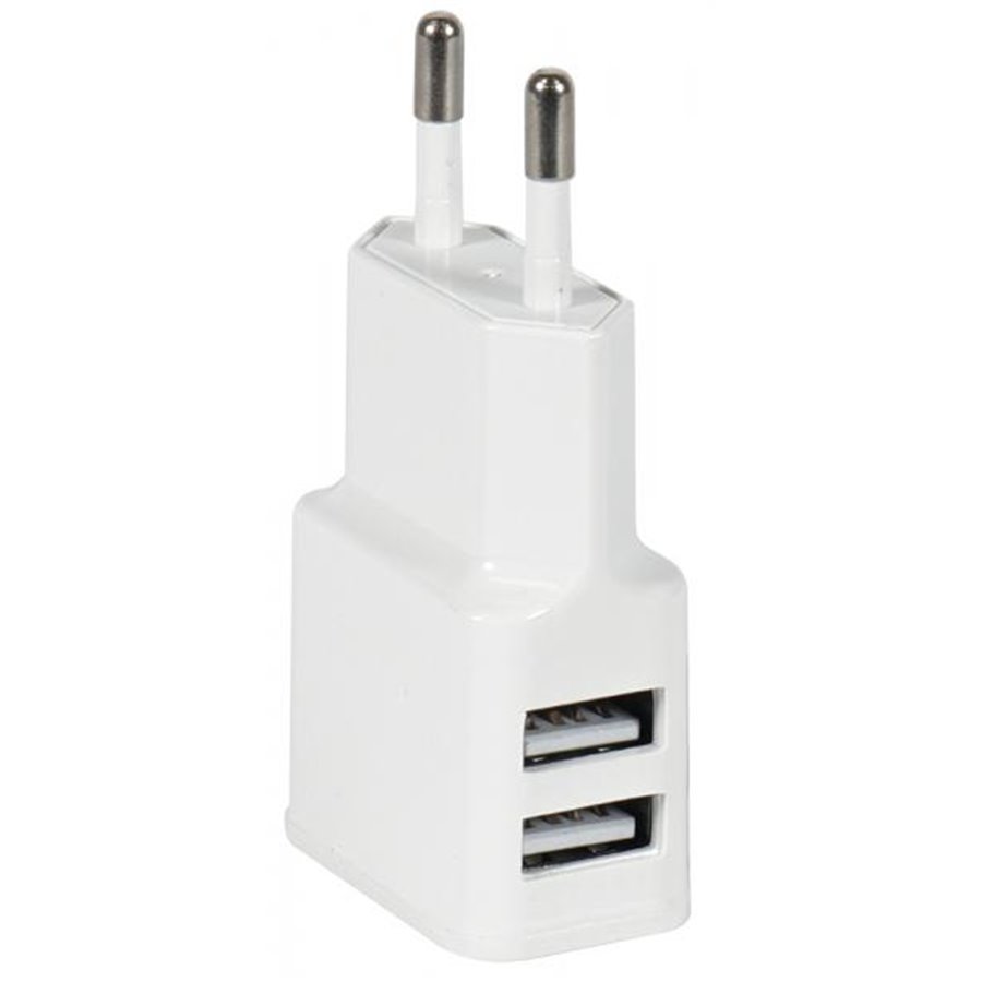 Conf. 5 pz caricabatteria 100V-240V 2 USB 5V 2.4A bianco