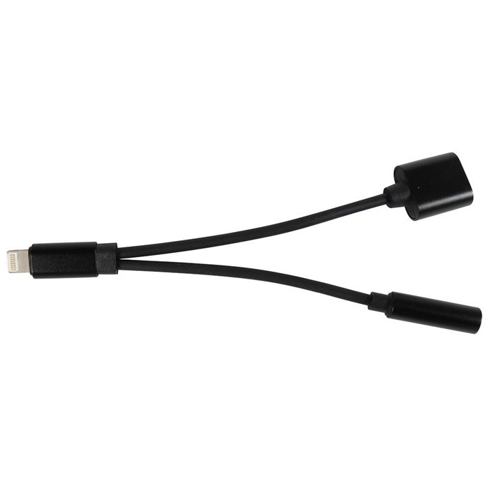 Conf. 5 pz adattatore cuffie 2in1 Lightning + jack 3.5 mm nero