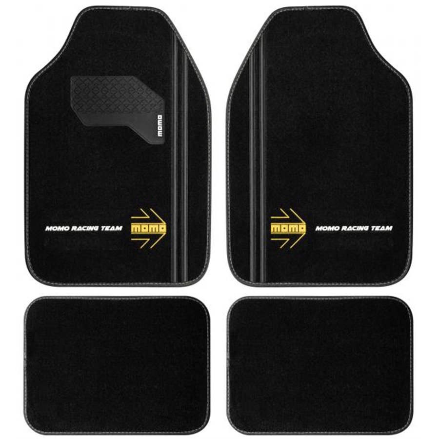 Set 4 tappeti in moquette Sport nero/nero