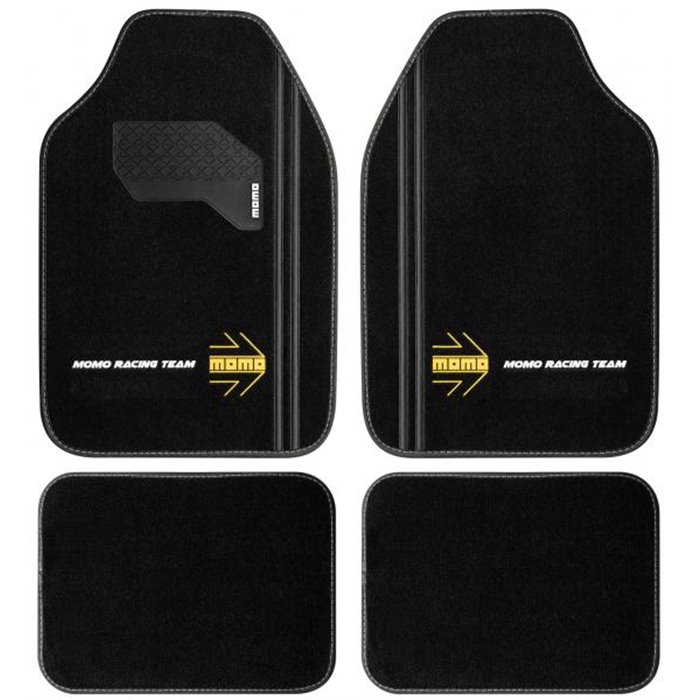 Set 4 tappeti in moquette Sport nero/nero