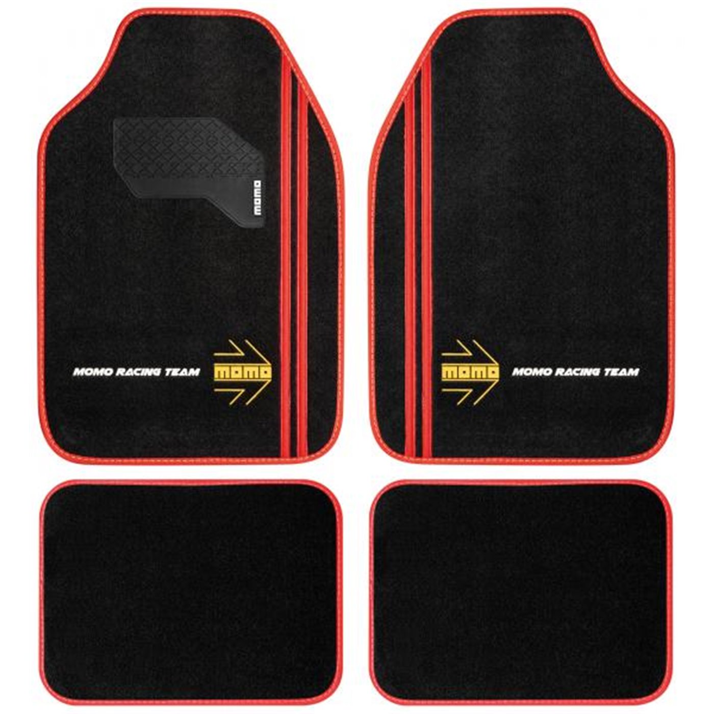 Set 4 tappeti in moquette Sport nero/rosso