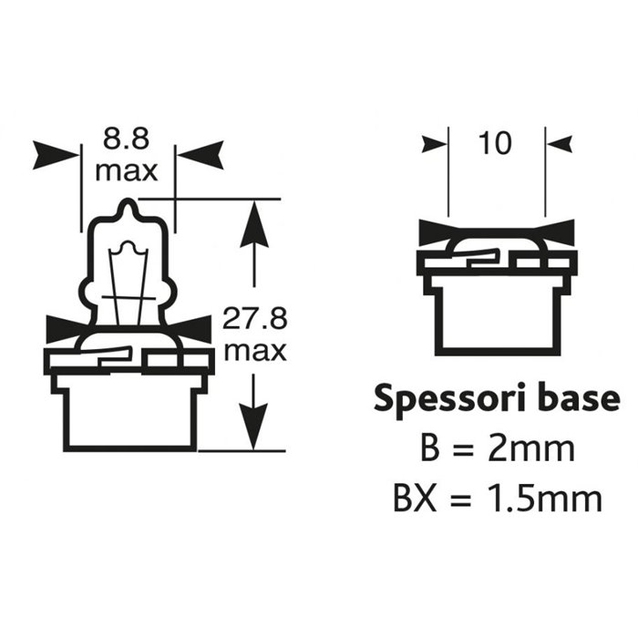 Lampadina 12V 5W zoccolo nero