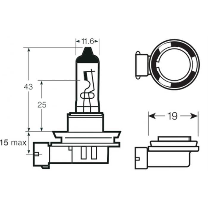 Lampadina 12V 19W H16