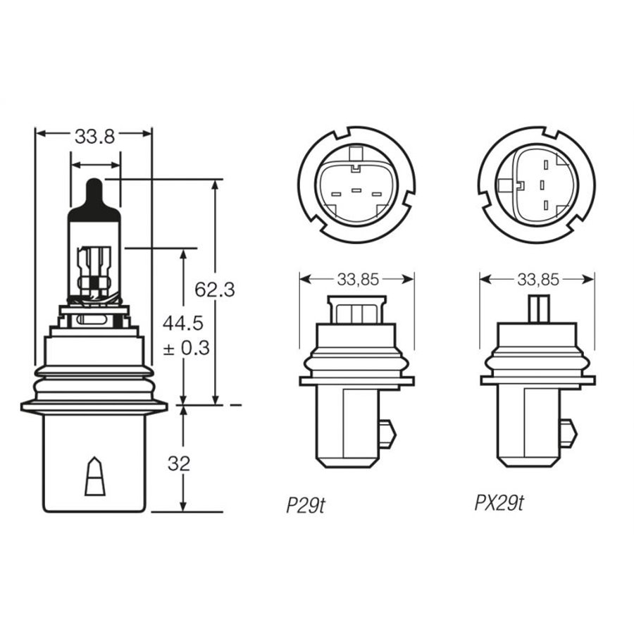 Lampadina importazione 12V 65/45W HB1