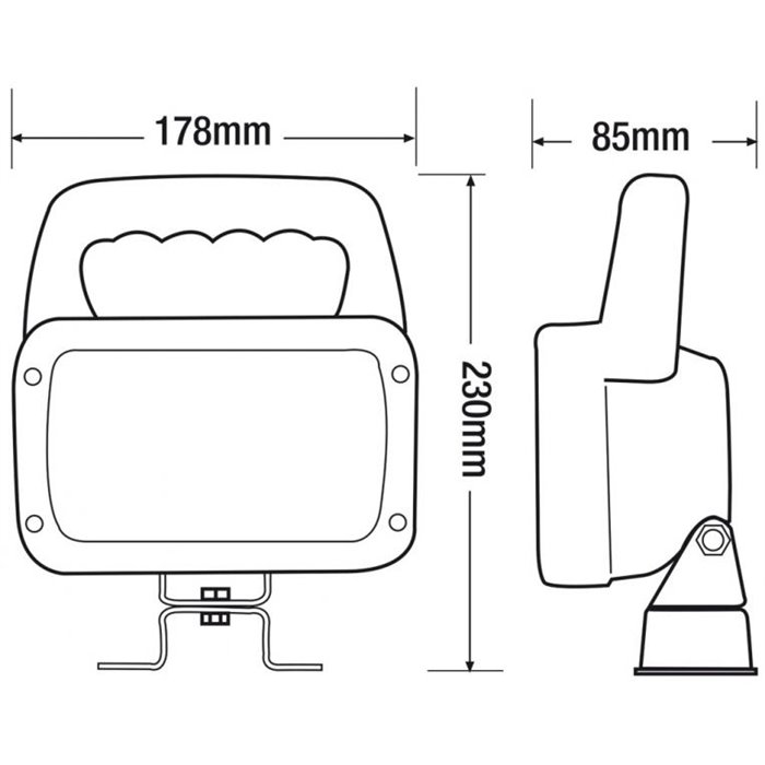 Faro da lavoro rettangolare a led 12-24V orientabile