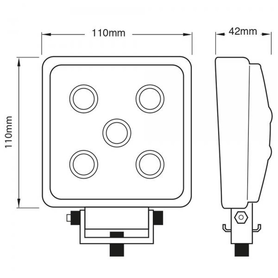 Faro da lavoro a led 9-32V quadrato