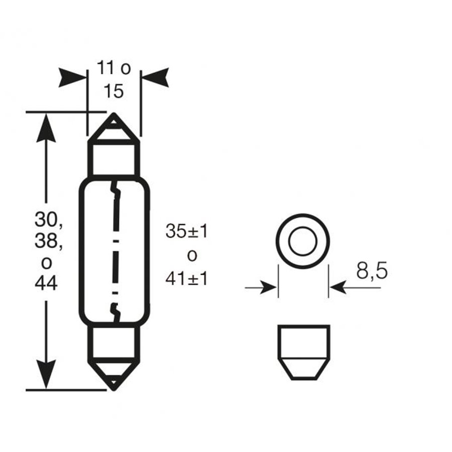 Lampadine 12V 10W 11x44 mm