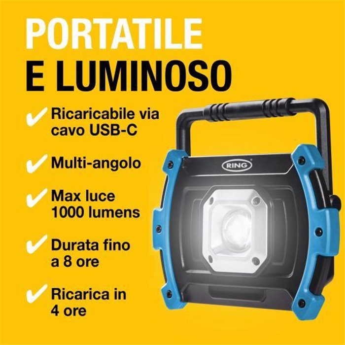 Faro da lavoro 1000 lumen ricaricabile