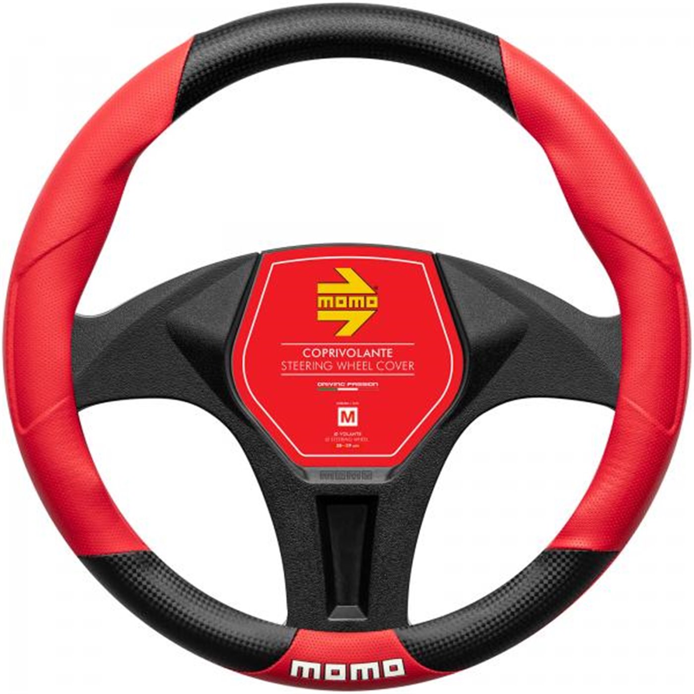 Coprivolante Tuning nero/rosso 38-39 cm