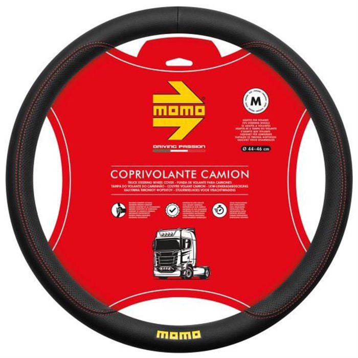 Coprivolante Truck Comfort pvc nero/cuciture rosse 44-46 cm