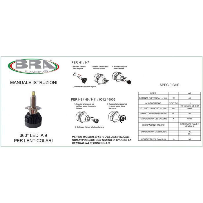 Lampadine led Cree 360° H7 12/24V 35W