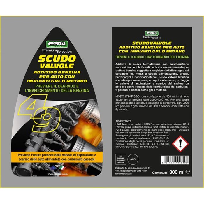 Additivo benzina per impianto gpl/metano Scudo Valvole 300 mL