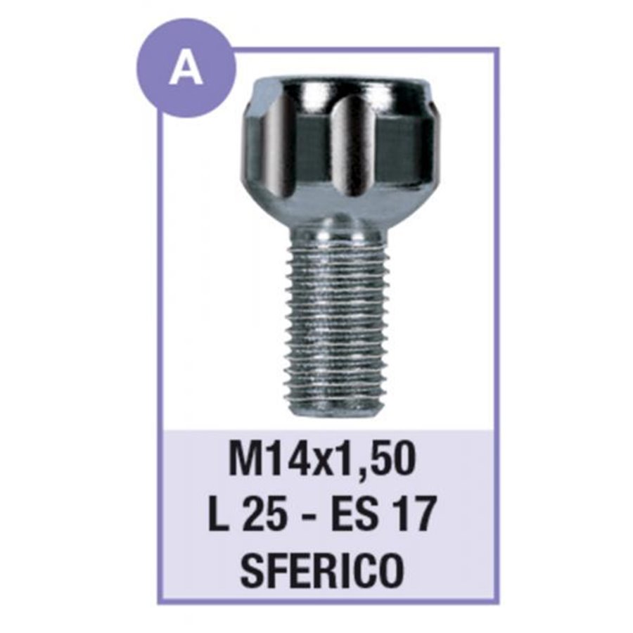 Serie 4 bulloni antifurto per ruote mod. A