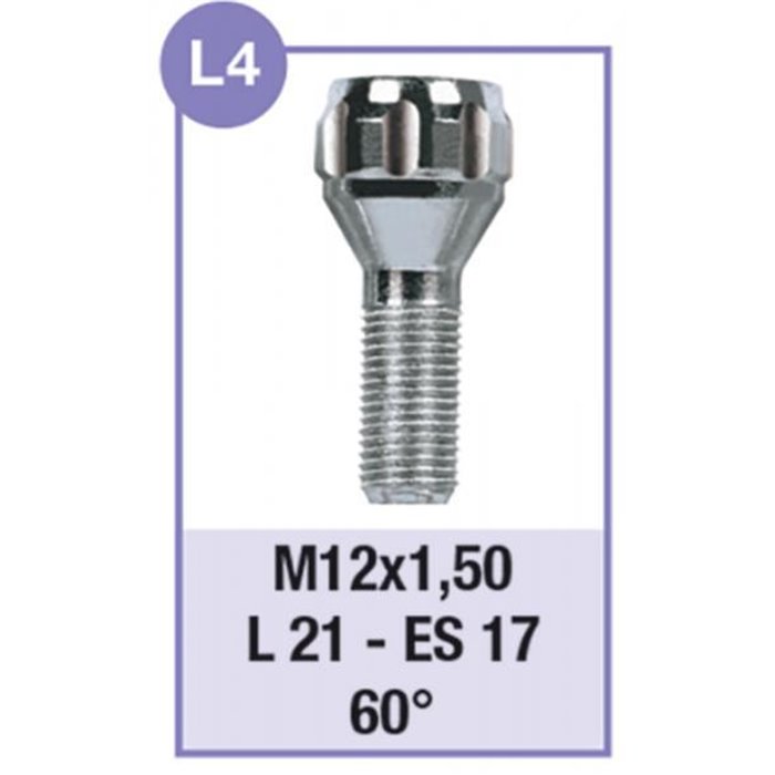 Serie 4 bulloni antifurto per ruote mod. L4
