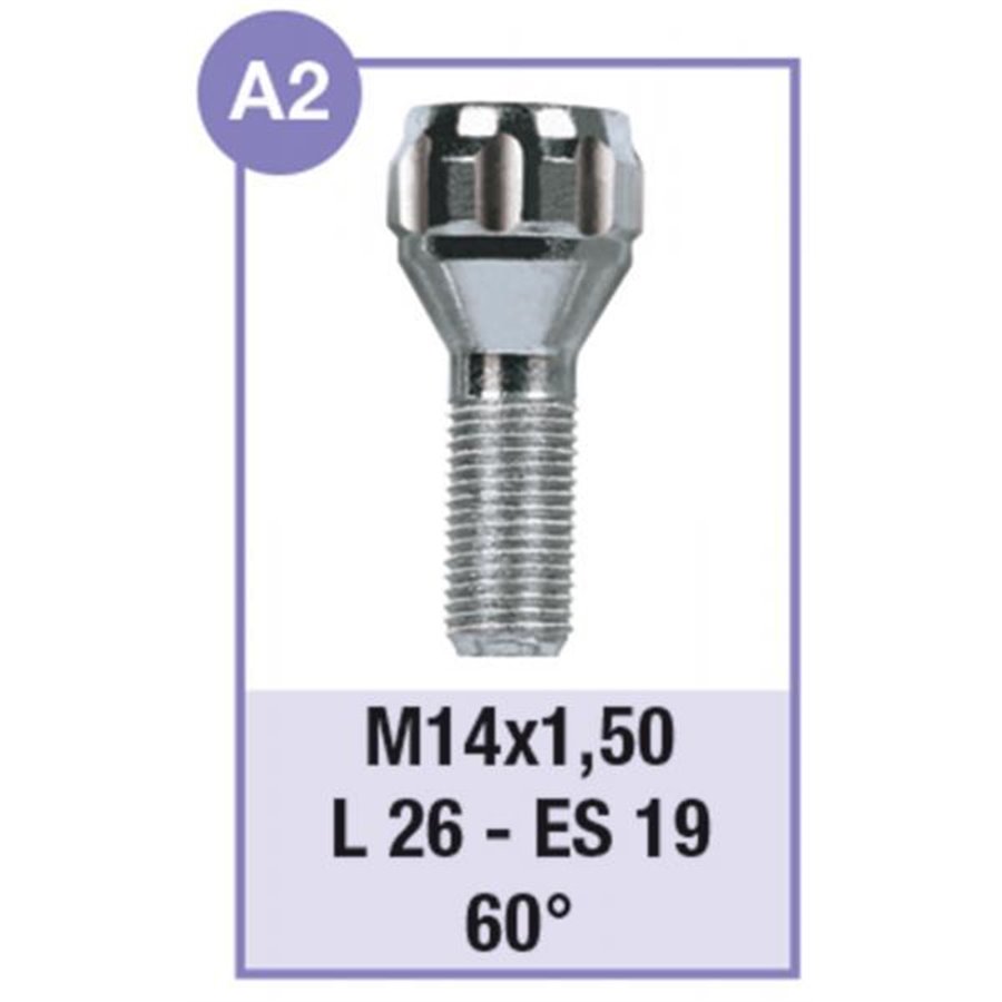 Serie 4 bulloni antifurto per ruote mod. A2