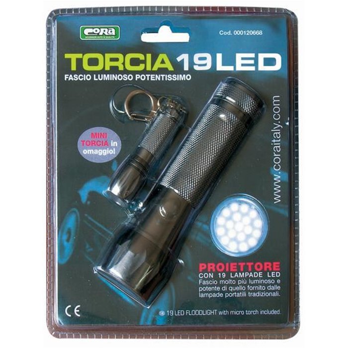 Torcia 19 led + minitorcia portachiavi 1 led